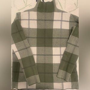 Windowpane Green Mockneck Sweater